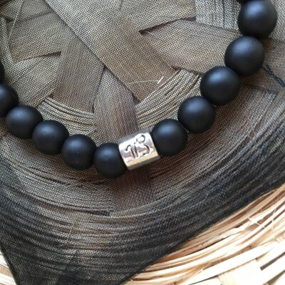 Pulsera de signo zodiacal Capricornio negro mate