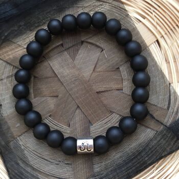 Bracelet Signe Zodiaque Signe Astrologique Lion Noir Mat 1