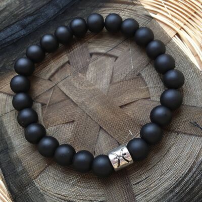 Pulsera negra mate del signo del zodiaco del signo de la estrella de Piscis