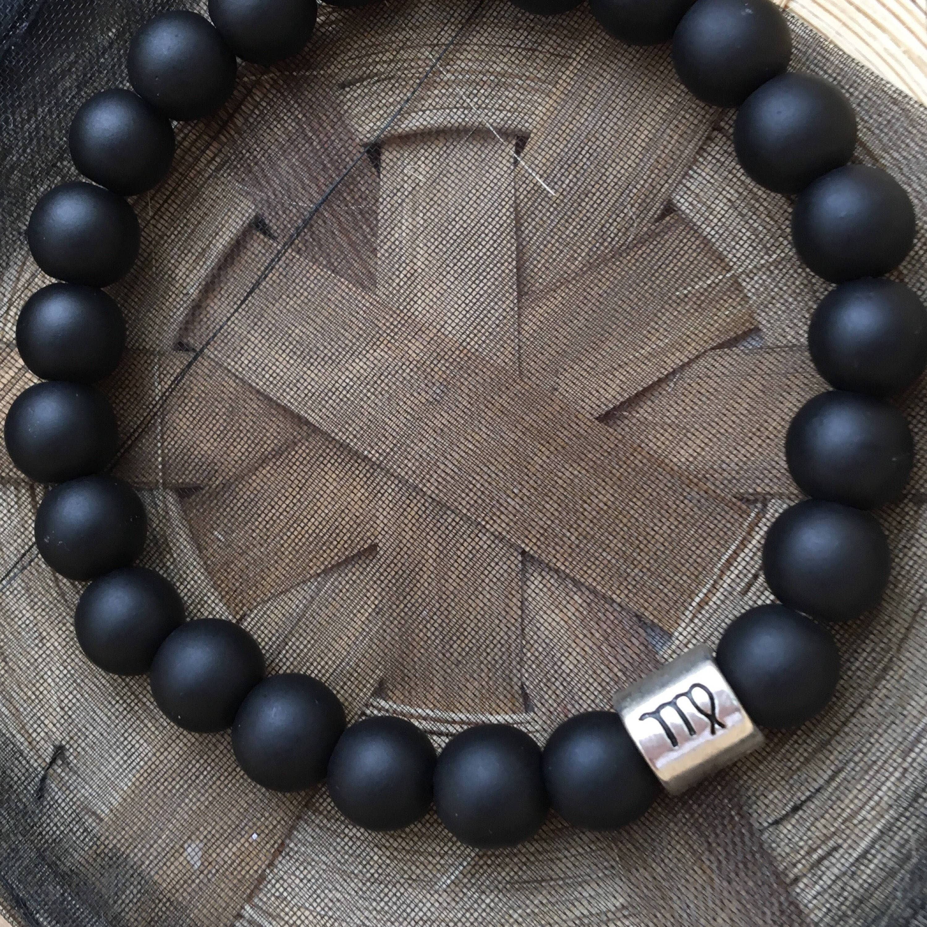 Mattschwarzes Jungfrau-Sternzeichen-Sternzeichen-Armband