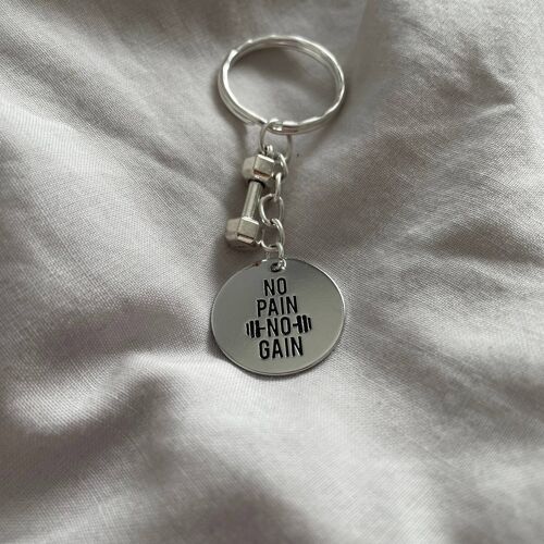 No Pain No Gain Steel Keyring Unisex Keyring Keyring for Gym