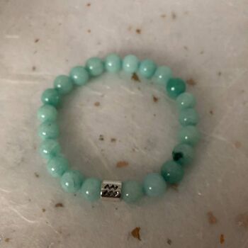 Bracelet Signe du Zodiaque Verseau Amazonite Bleu Pâle 4