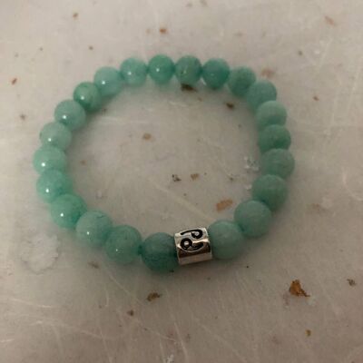 Pulsera de signo del zodiaco con signo de cáncer de amazonita azul pálido