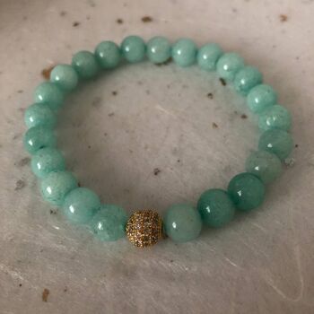 Bracelet de perles pavées de CZ en Amazonite bleu pâle 1