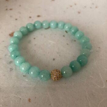 Bracelet de perles pavées de CZ en Amazonite bleu pâle 3