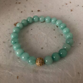 Bracelet de perles pavées de CZ en Amazonite bleu pâle 4