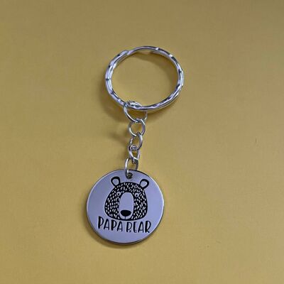 Papa Bear Steel Keyring Unisex Keyring Gifts For Dad Fathers