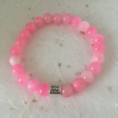 Bracelet signe du zodiaque signe astrologique Verseau en marbre rose