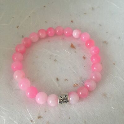 Bracciale in marmo rosa con segno zodiacale Pesci