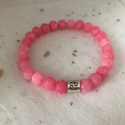 Pink Matte Amazonite Cancer Star Sign Zodiac Sign Bracelet