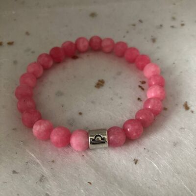 Bracciale rosa opaco con segno zodiacale Bilancia Amazonite