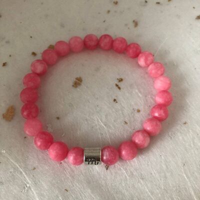 Bracciale rosa opaco con segno zodiacale dello Scorpione in Amazzonite