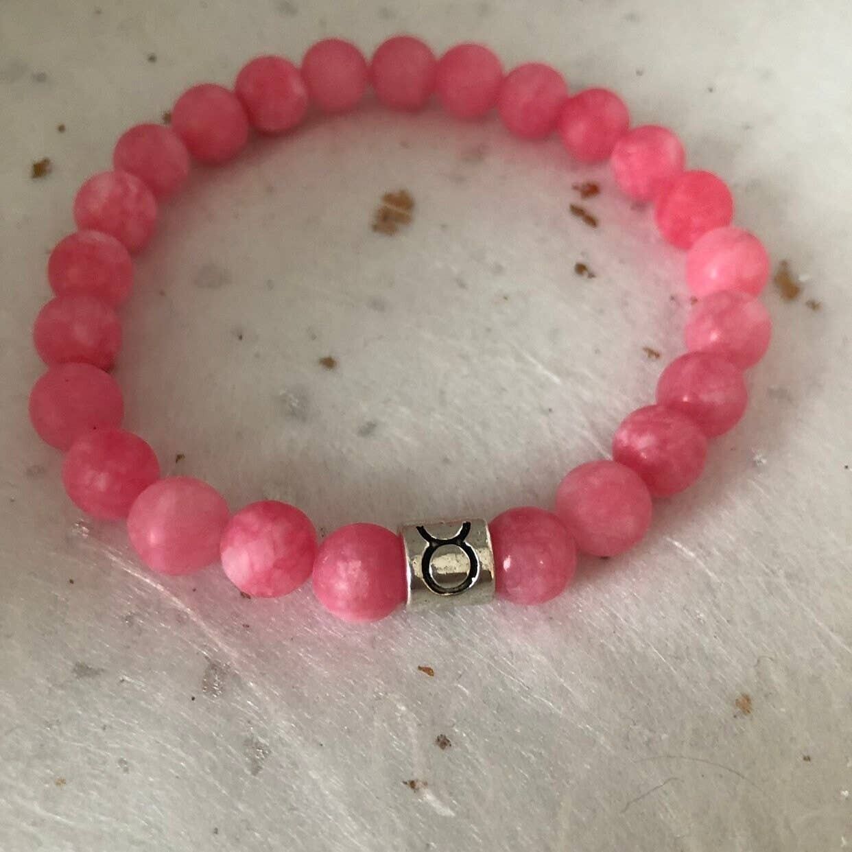 Rosa matt Amazonit Stier Sternzeichen Sternzeichen Armband