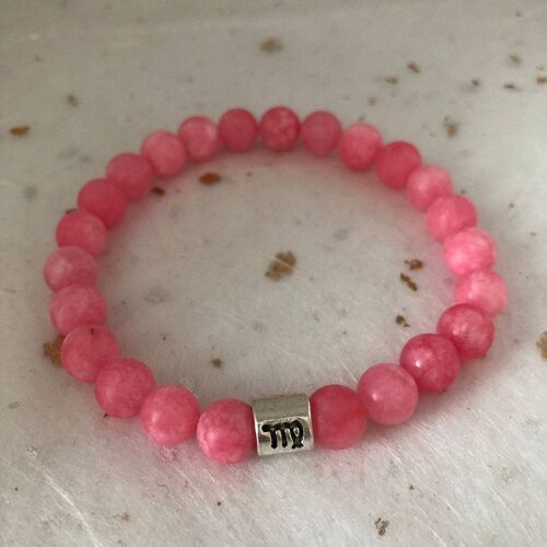 Pink Matte Amazonite Virgo Star Sign Zodiac Sign Bracelet
