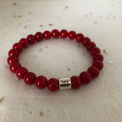 Red Coral Aquarius Star Sign Zodiac Sign Bracelet