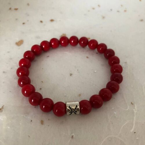 Red Coral Pisces Star Sign Zodiac Sign Bracelet