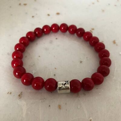 Bracciale in corallo rosso con segno zodiacale del Sagittario