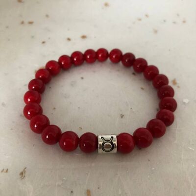 Red Coral Taurus Star Sign Zodiac Sign Bracelet