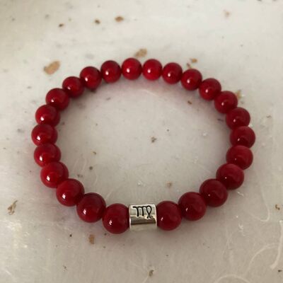 Bracelet signe astrologique vierge corail rouge
