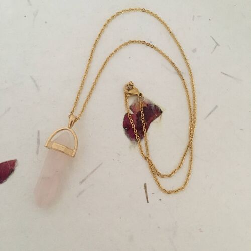 Rose Quartz and Gold Healing Gemstone Necklace