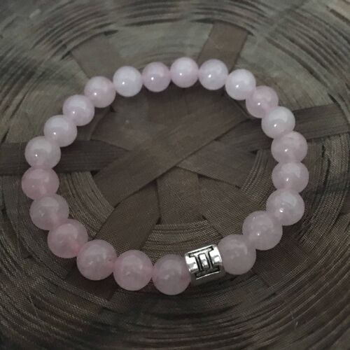 Rose Quartz Gemini Star Sign Zodiac Sign Bracelet