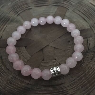 Bracciale con segno zodiacale Gemelli in quarzo rosa