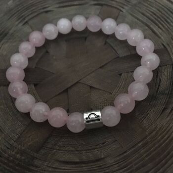 Bracelet signe du zodiaque signe astrologique balance quartz rose 1