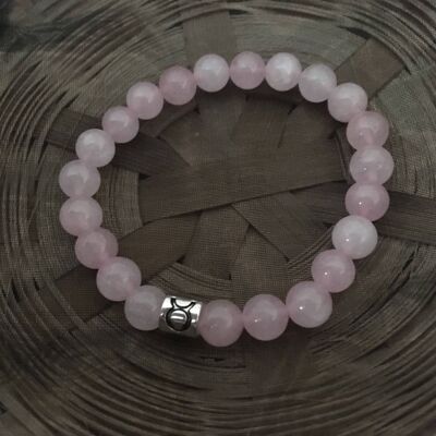 Pulsera de cuarzo rosa con signo zodiacal Tauro