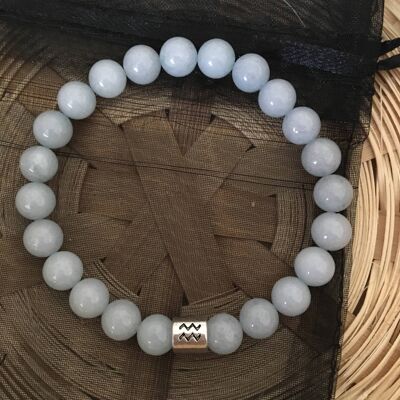 Pulsera de signo del zodiaco con signo de estrella de Acuario y piedras preciosas de mar