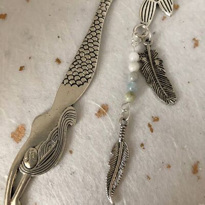 Silver Toned Mermaid and Leaf Beaded Bookmark
