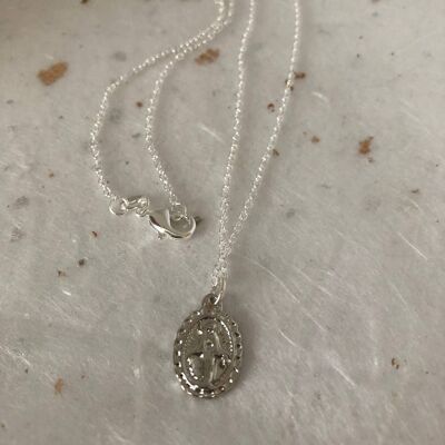 Silver Virgin Mary Necklace Silver Mary Necklace 18" Virgin