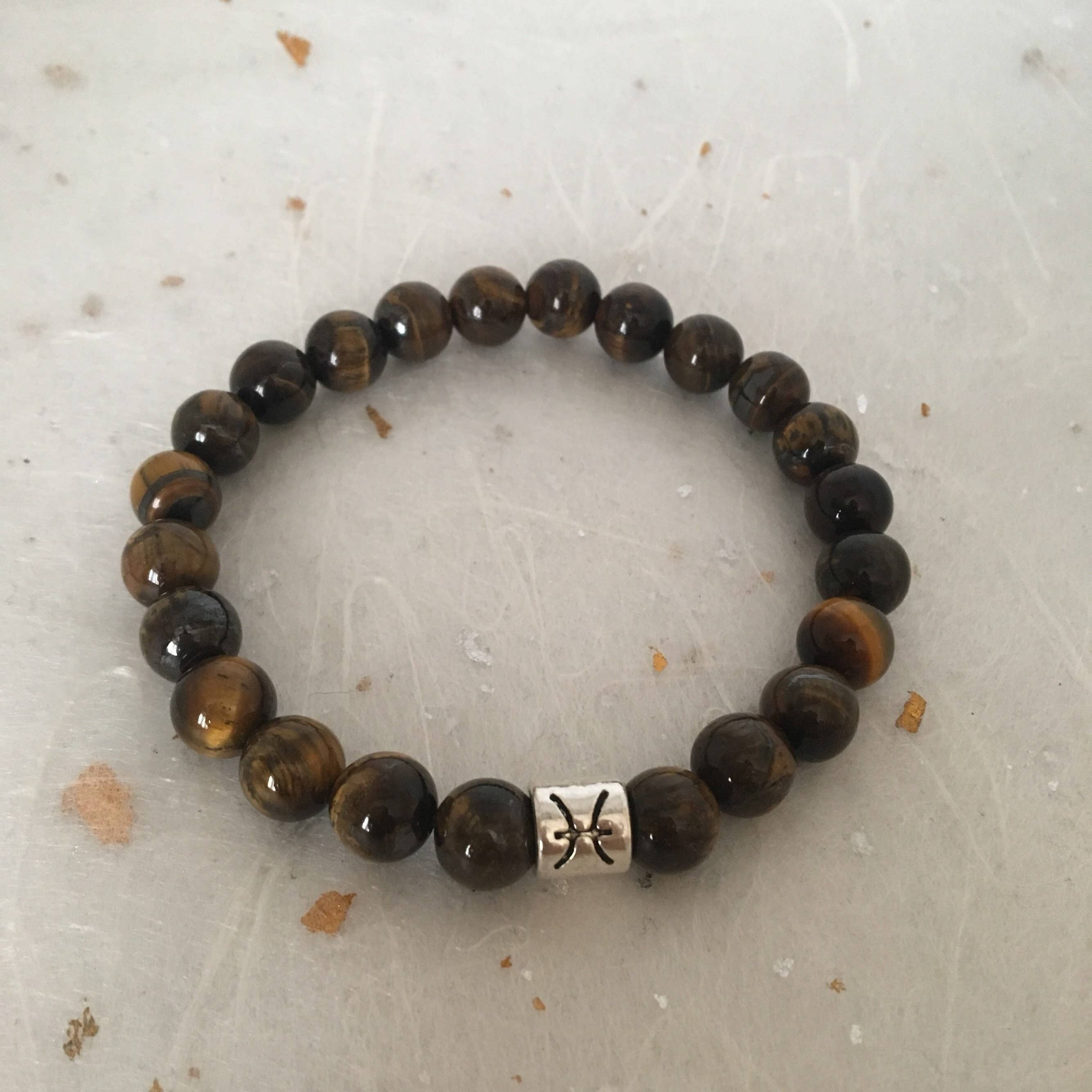 Braccialetto del segno zodiacale del segno zodiacale dei Pesci dell'occhio di tigre