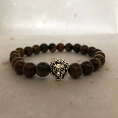 Tigerauge Silber Löwenkopf Armband