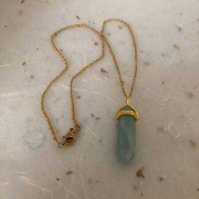 Collier de pierres précieuses de guérison en amazonite turquoise et or