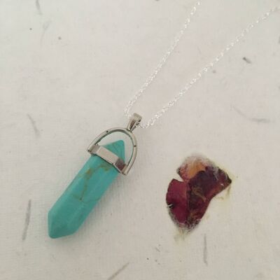 Turquoise and Silver Healing Gemstone Necklace