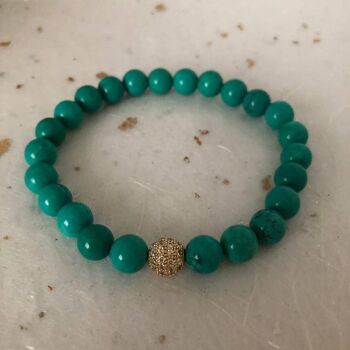 Bracelet de perles pavées de CZ en or bleu turquoise 1