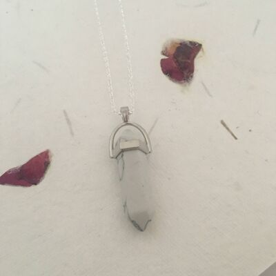White Howlite and Silver Healing Gemstone Necklace