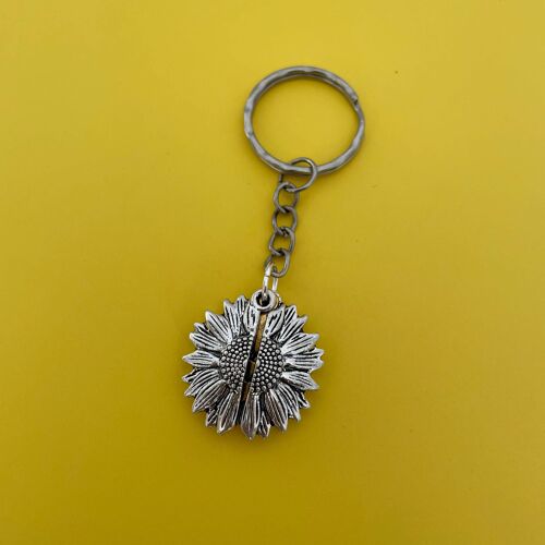 You Are My Sunshine Silver and Gold Keyring Unisex Sunflower