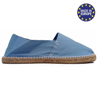 Espadrilles bleu ciel unie, 100% coton, fabriquée en Espagne