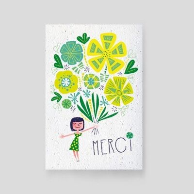 Danke pflanzbare Karte – Retro-Mädchen