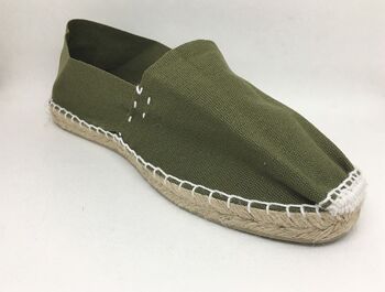 Espadrilles kaki unie, 100% coton, fabriquée en Espagne 2