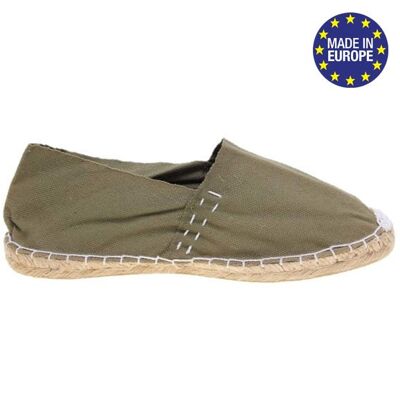 Einfarbige Khaki-Espadrilles, 100 % Baumwolle, hergestellt in Spanien