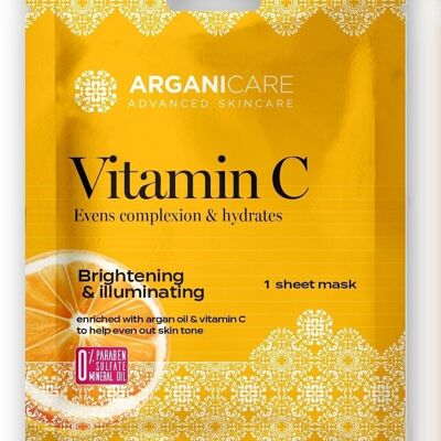 Maschera in tessuto illuminante con vitamina C