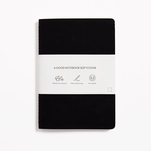 Notebook Softcover A5 - Charcoal Black - Blank
