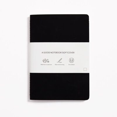 Cuaderno Tapa blanda A5 - Negro Carbón - En blanco