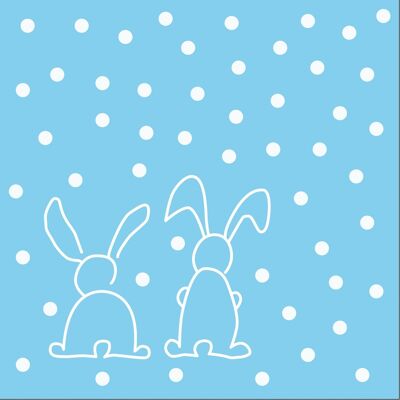 Disposable napkins Rabbits in light blue from Linclass® Airlaid 40 x 40 cm, 12 pieces - Easter