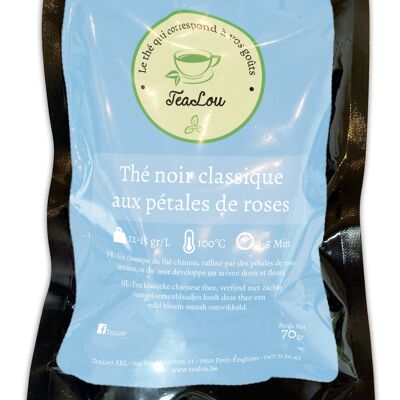 Thé noir classique aux pétales de roses - Sachet de 70g