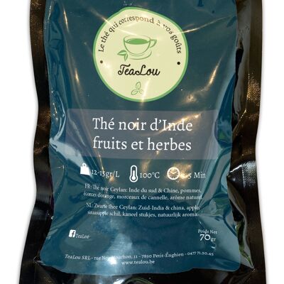 Thé noir d'Inde fruits et herbes - Sachet de 70g