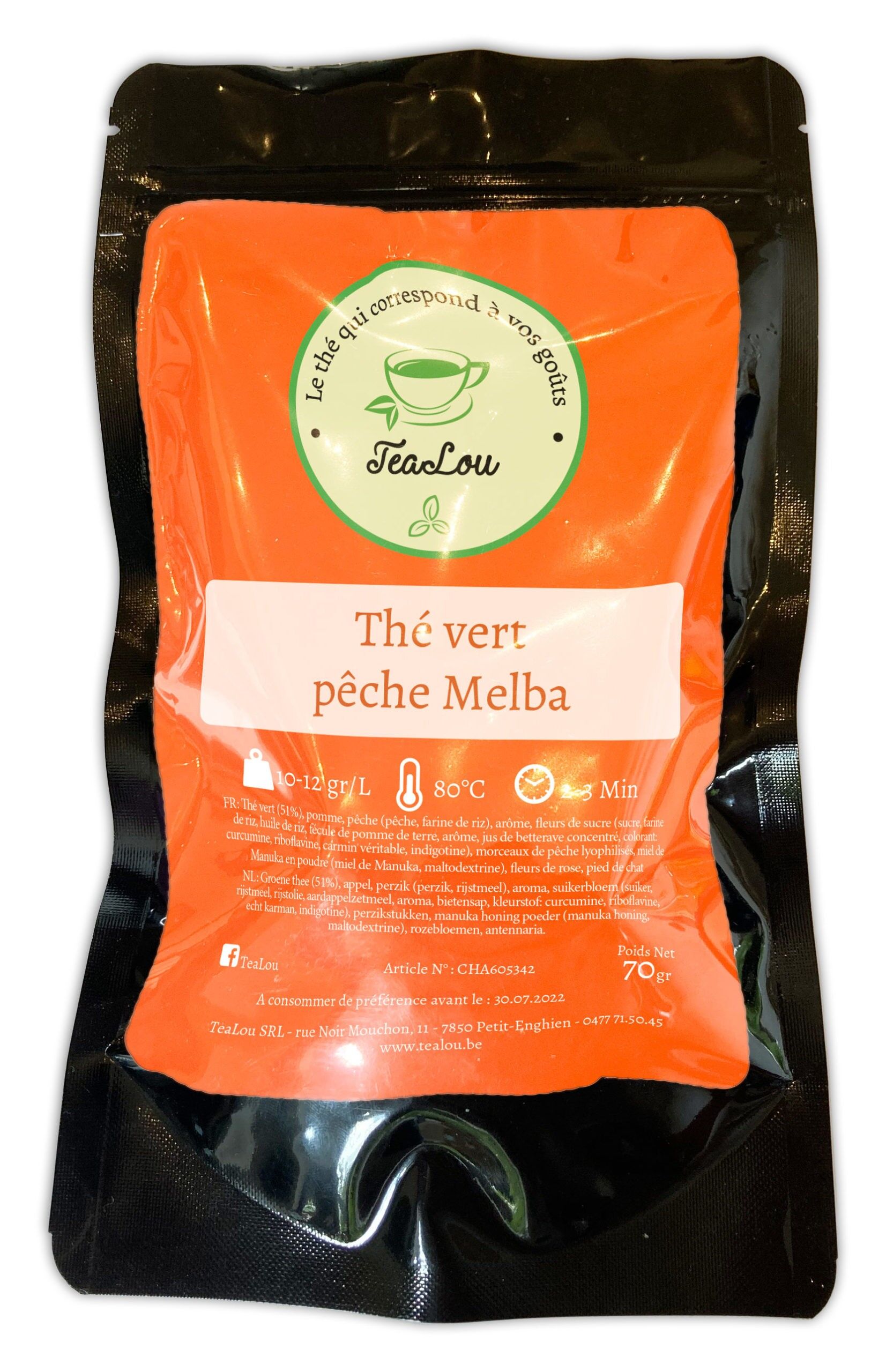 Melba peach green tea - 70g bag