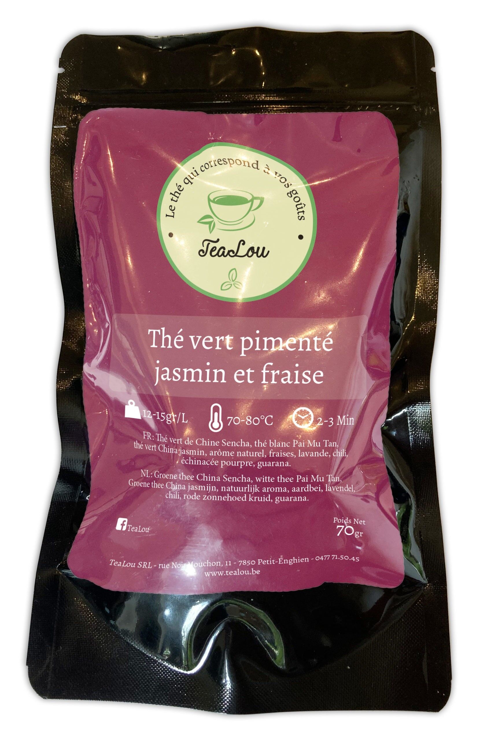 Würziger grüner Tee aus Jasmin und Erdbeere - 70 g Beutel